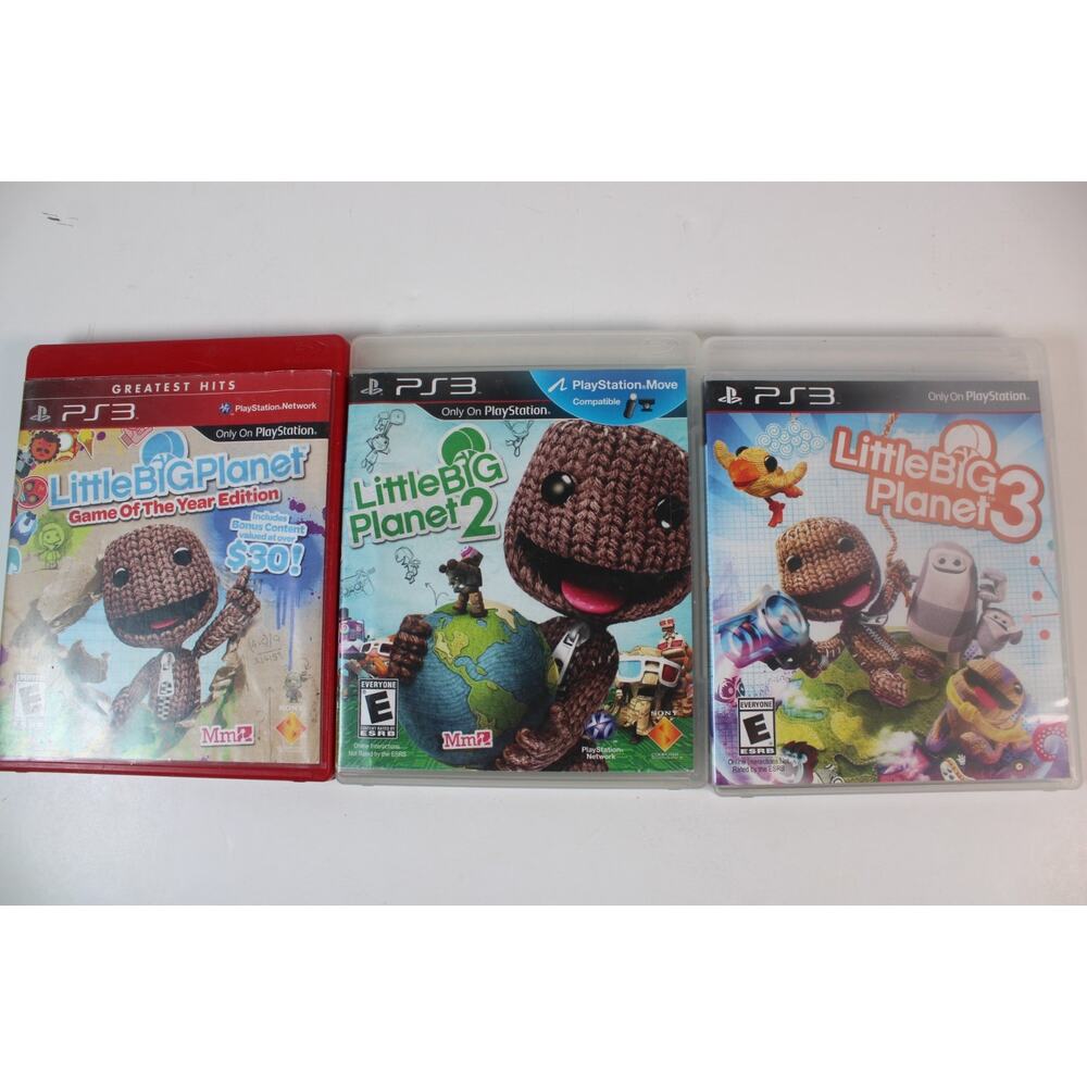 3 game lot: Little Big Planet 1, 2, 3 (Sony Playstation 3, PS3) Authentic tested